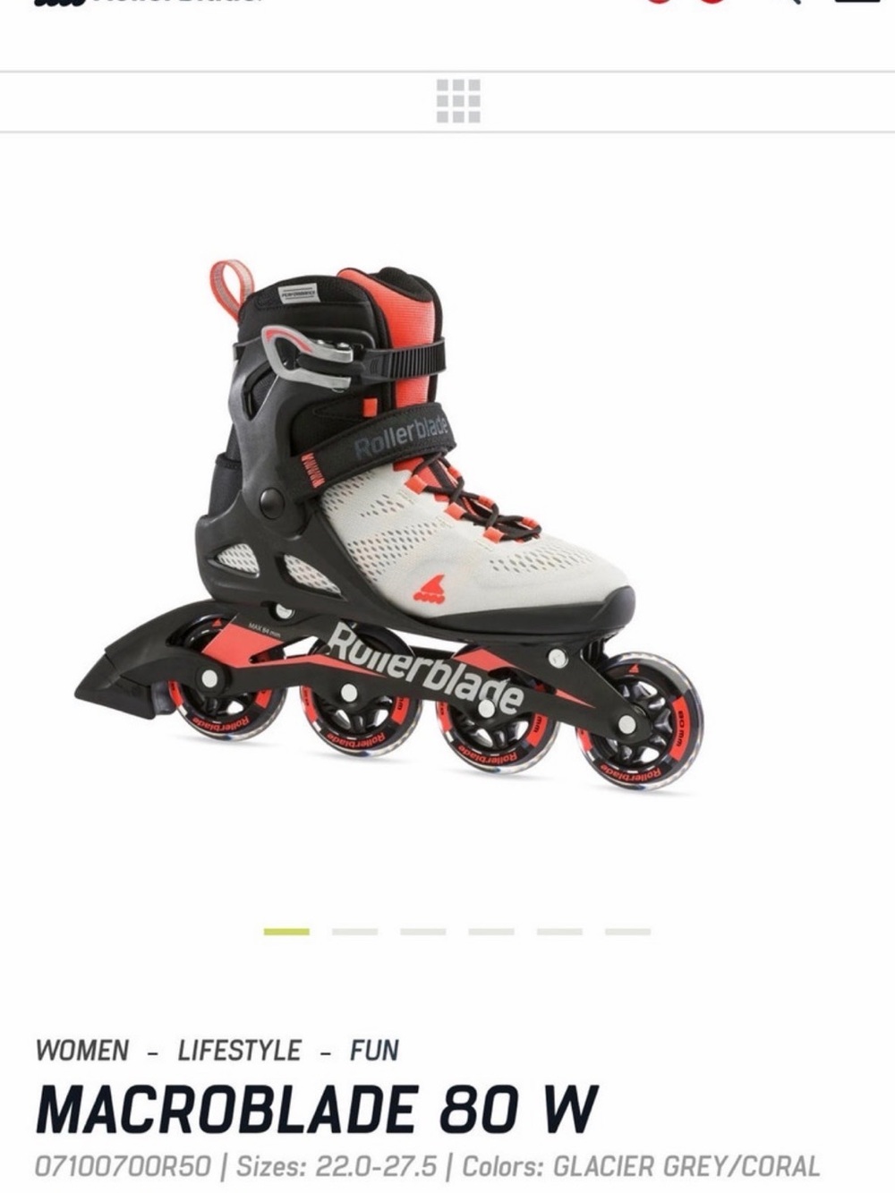 Rollerblade Macroblade 80 W Women's Inline Skates in Glacier Grey and Coral
